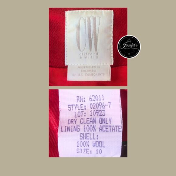 Clifford & Wills Women's Vintage Red Wood Cropped Blazer/Jacket Size 10 - Picture 9 of 11